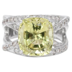 Stunning 9.03ct Citrine and Diamonds Cluster Ring in 18k White Gold