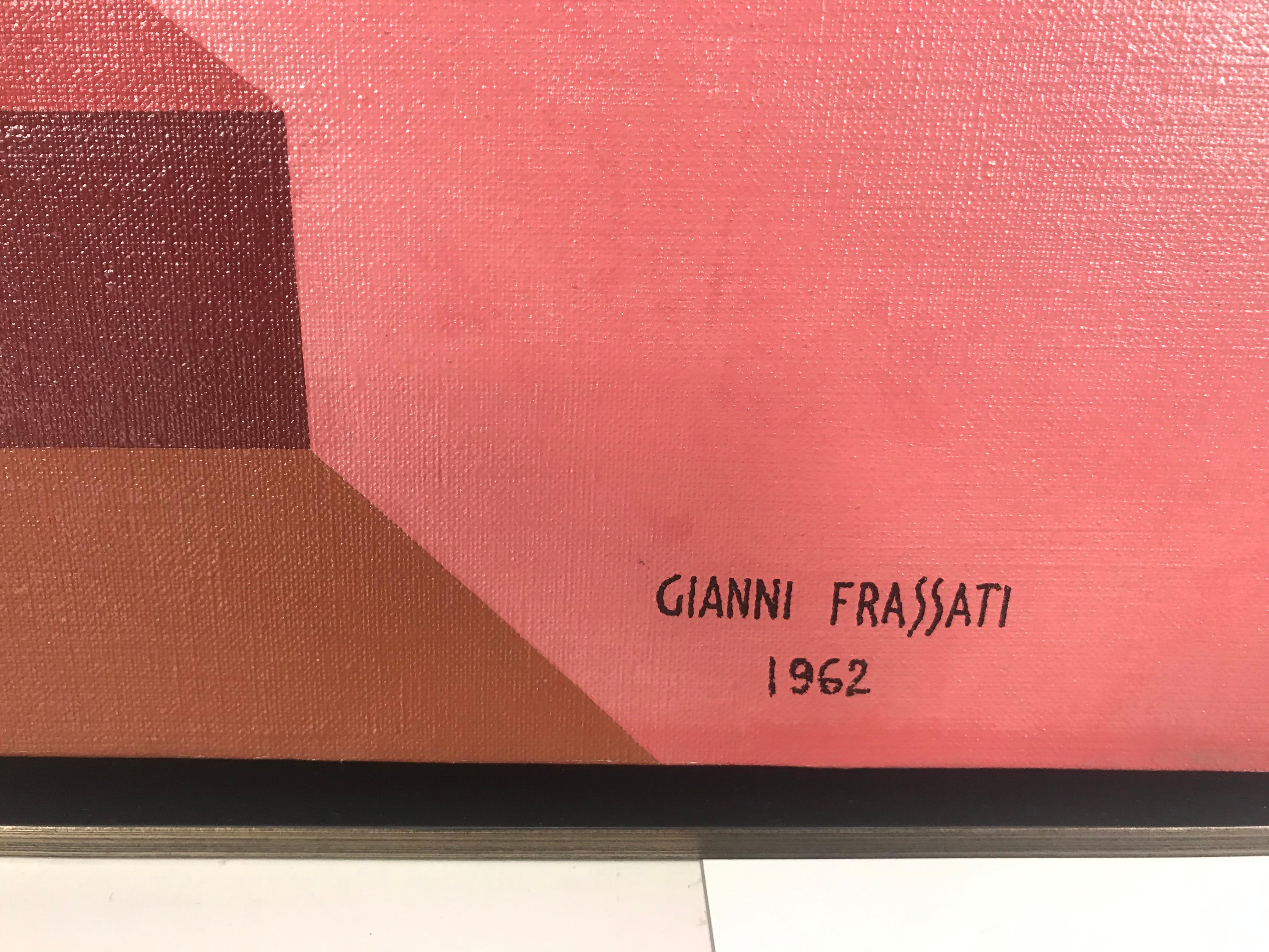 Canvas Stunning Abstract Surrealist Painting by Listed Italian Artist Gianni Frassati