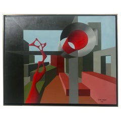 Atemberaubendes abstraktes surrealistisches Gemälde des italienischen Künstlers Gianni Frassati