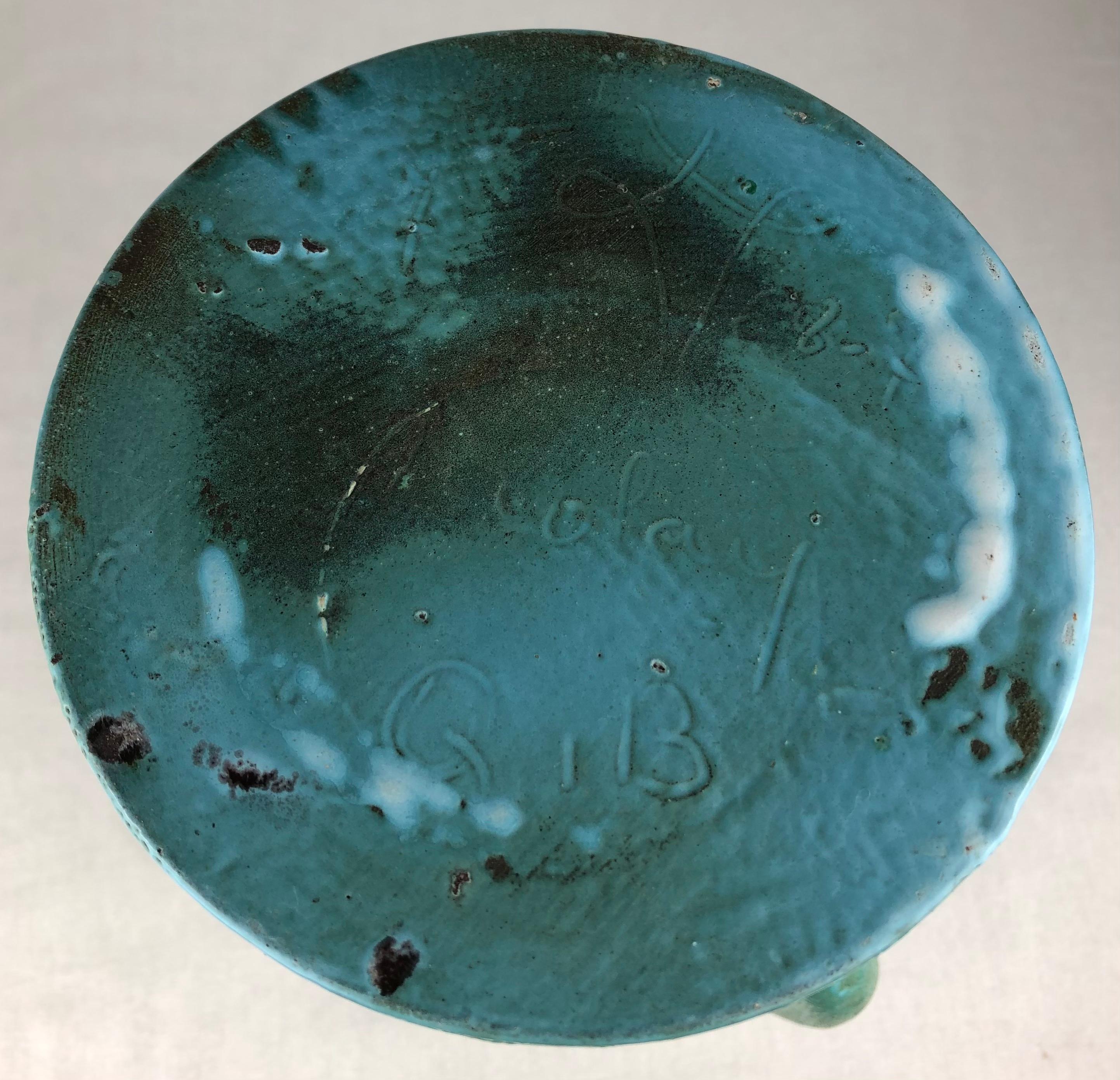 Glazed Stunning Accolay French Ceramic Pitcher, Manner of A. Kostanda