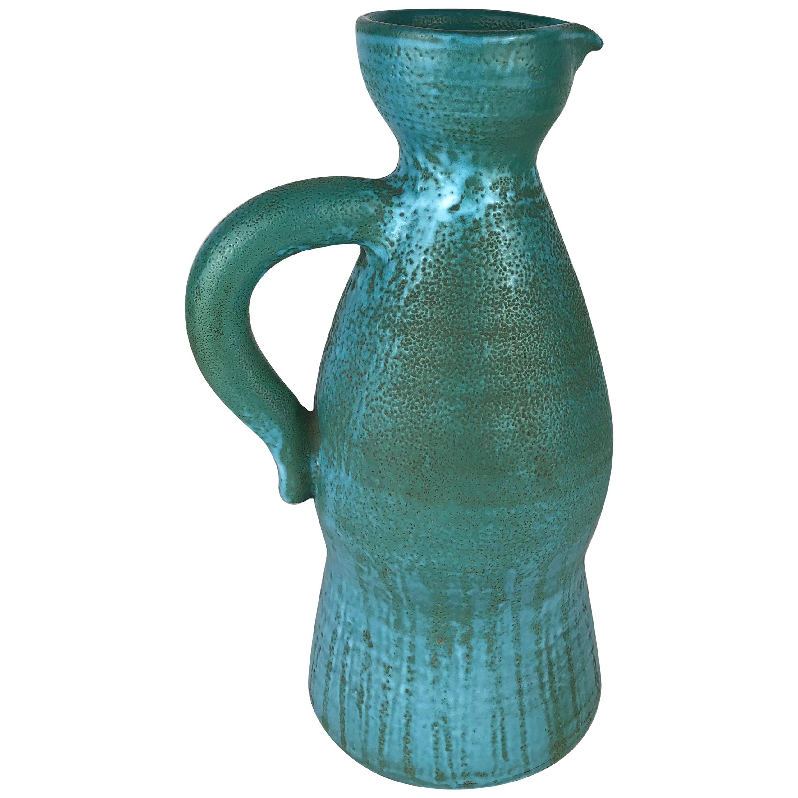 Stunning Accolay French Ceramic Pitcher, Manner of A. Kostanda