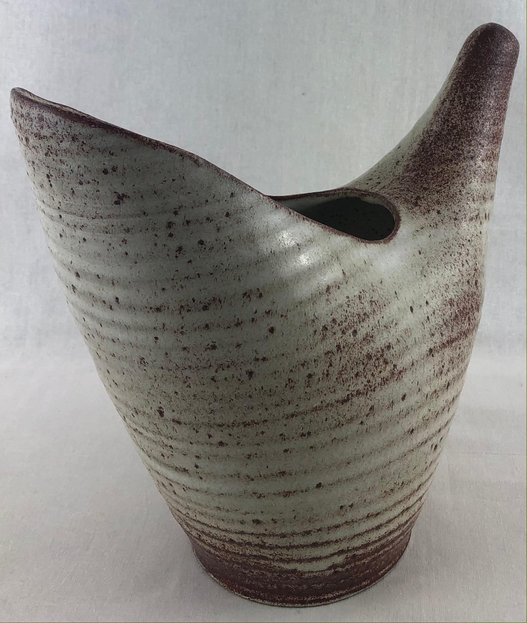 Hand-Crafted Accolay French Ceramic Vase or Vessel Manner of Alexander Kostanda For Sale