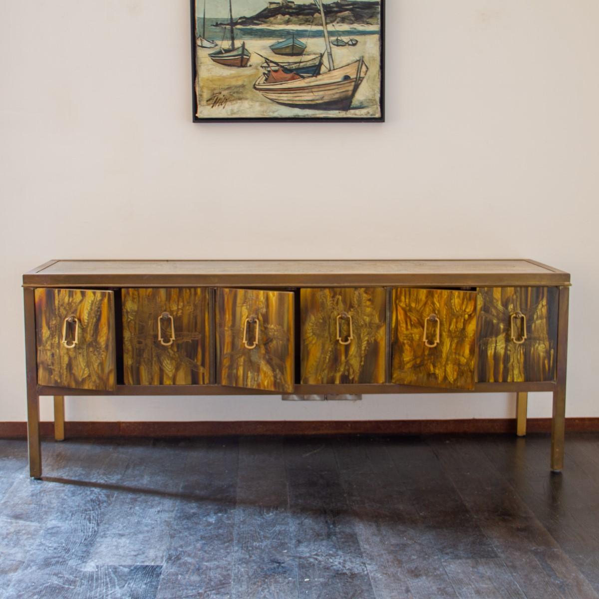 Stunning Acid Etched Cabinet by Bernard Rohne for Mastercraft, USA, 1970s In Good Condition In Donhead St Mary, Wiltshire