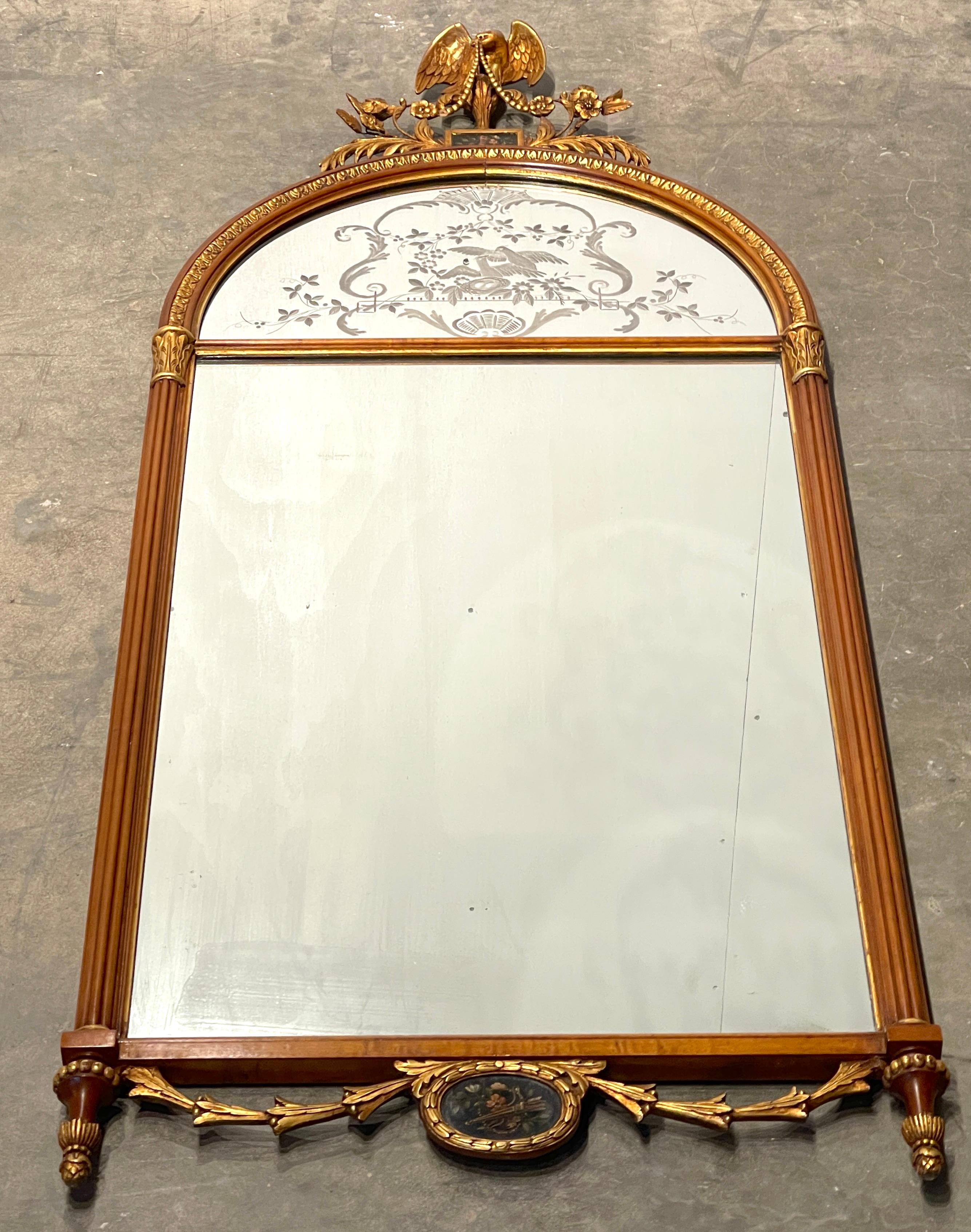 Stunning Adams Style Carved & Painted Satinwood Engraved Mirror For Sale 2