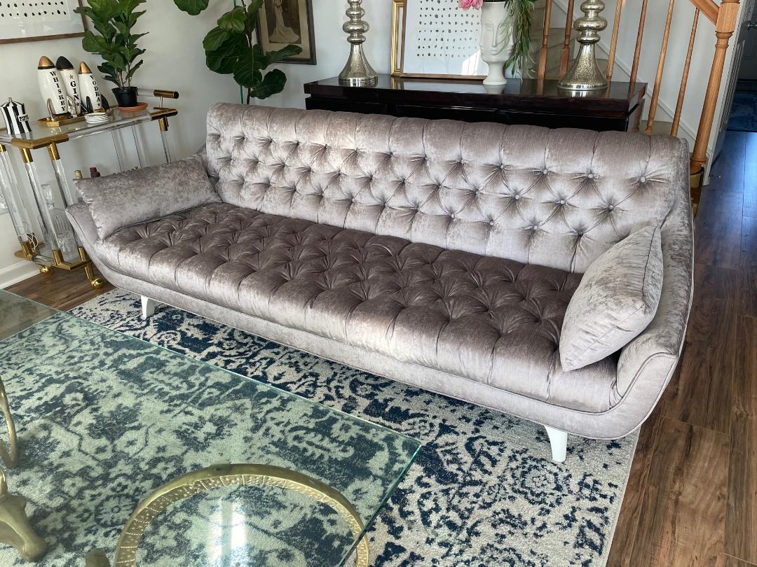 Stunning Adrian Pearsall Tufted Sofa Hollywood Regency Mid-Century Modern For Sale 3