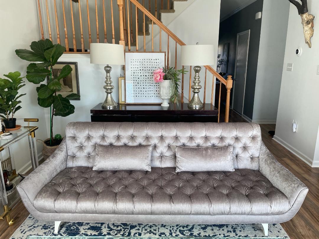 Stunning Adrian Pearsall Tufted Sofa Hollywood Regency Mid-Century Modern For Sale 2