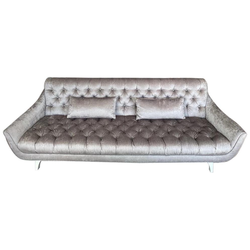 Stunning Adrian Pearsall Tufted Sofa Hollywood Regency Mid-Century Modern For Sale