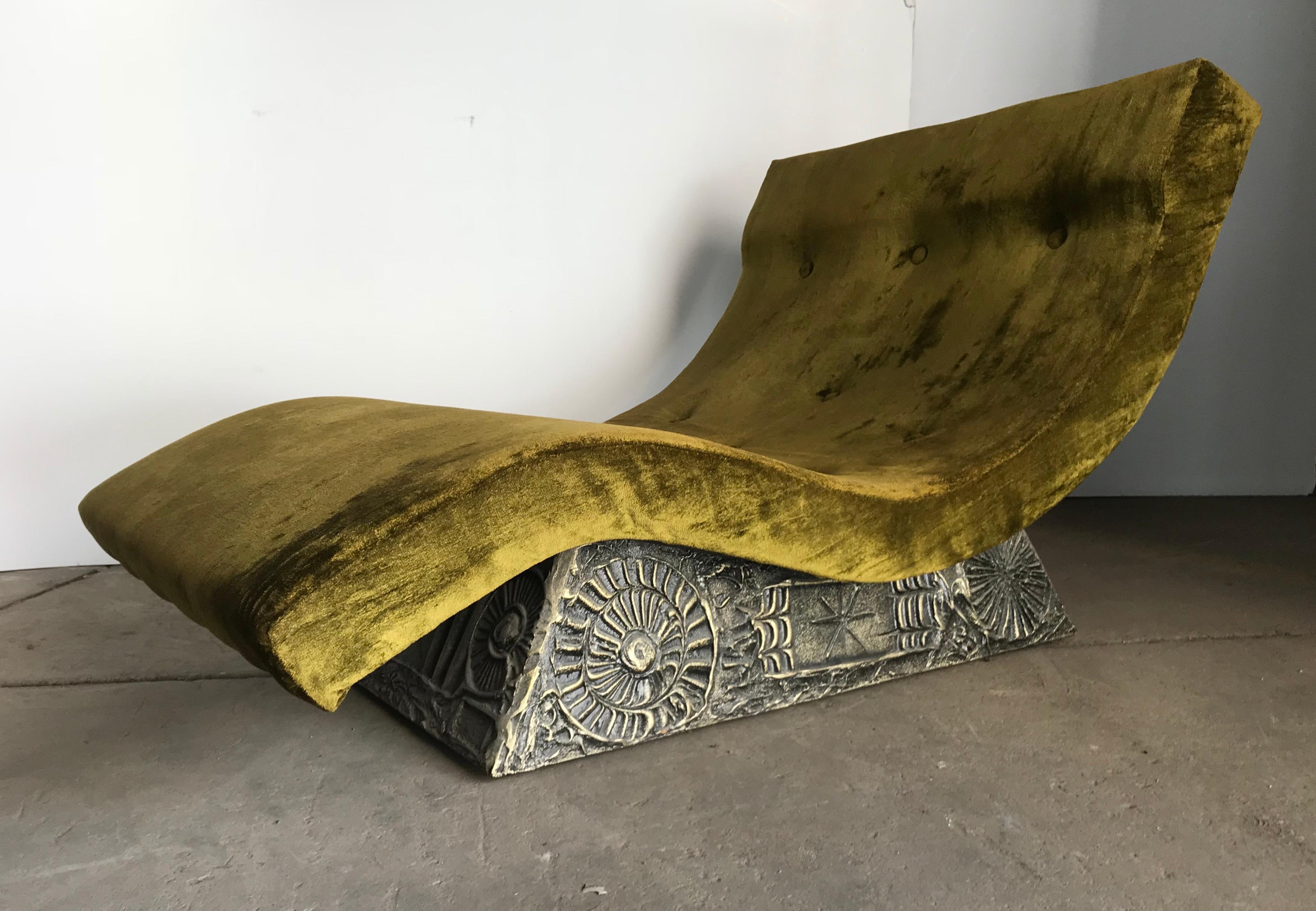 Mid-Century Modern Stunning Adrian Pearsall Wave Chaise with Paul Evans Style Brutalist Base