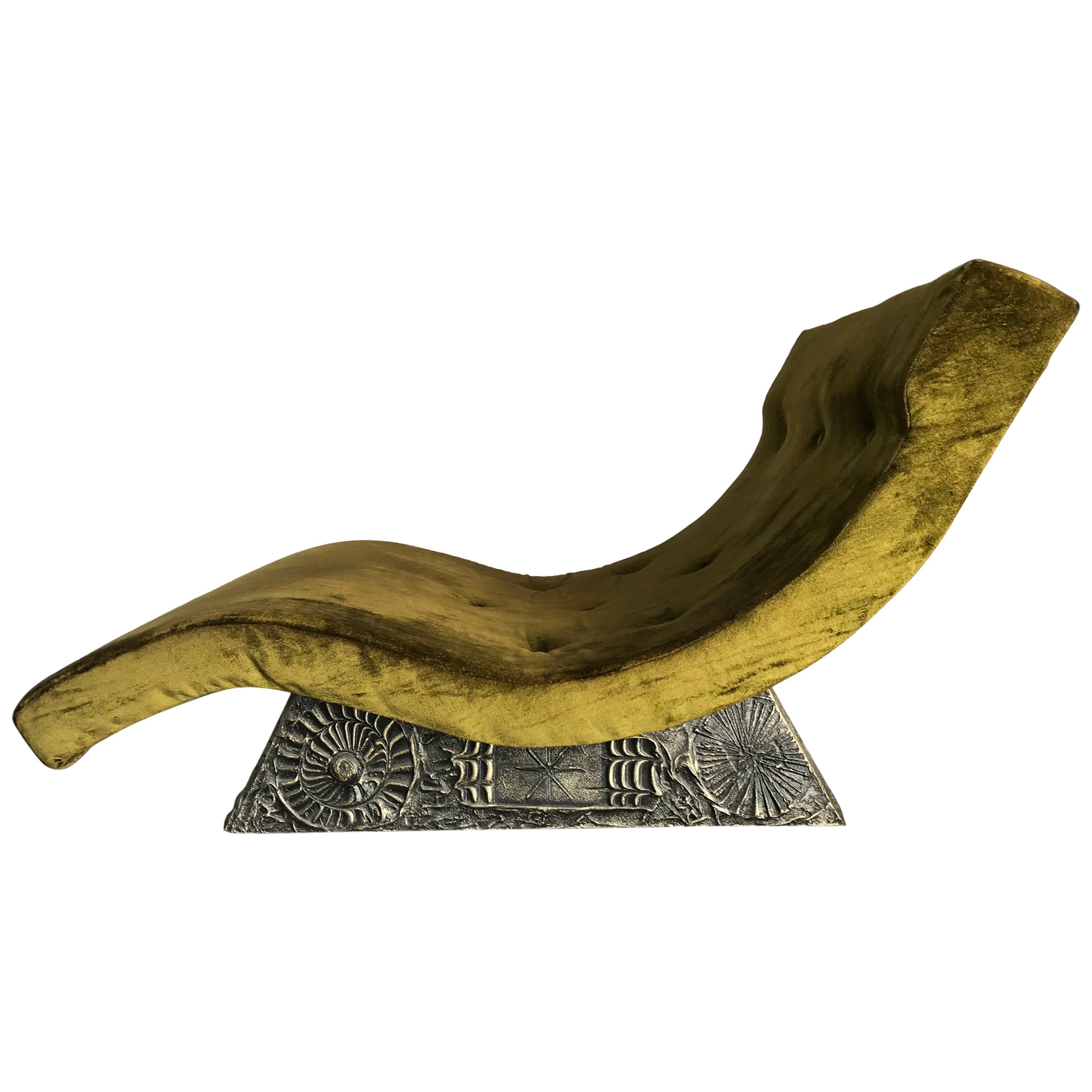 Stunning Adrian Pearsall Wave Chaise with Paul Evans Style Brutalist Base