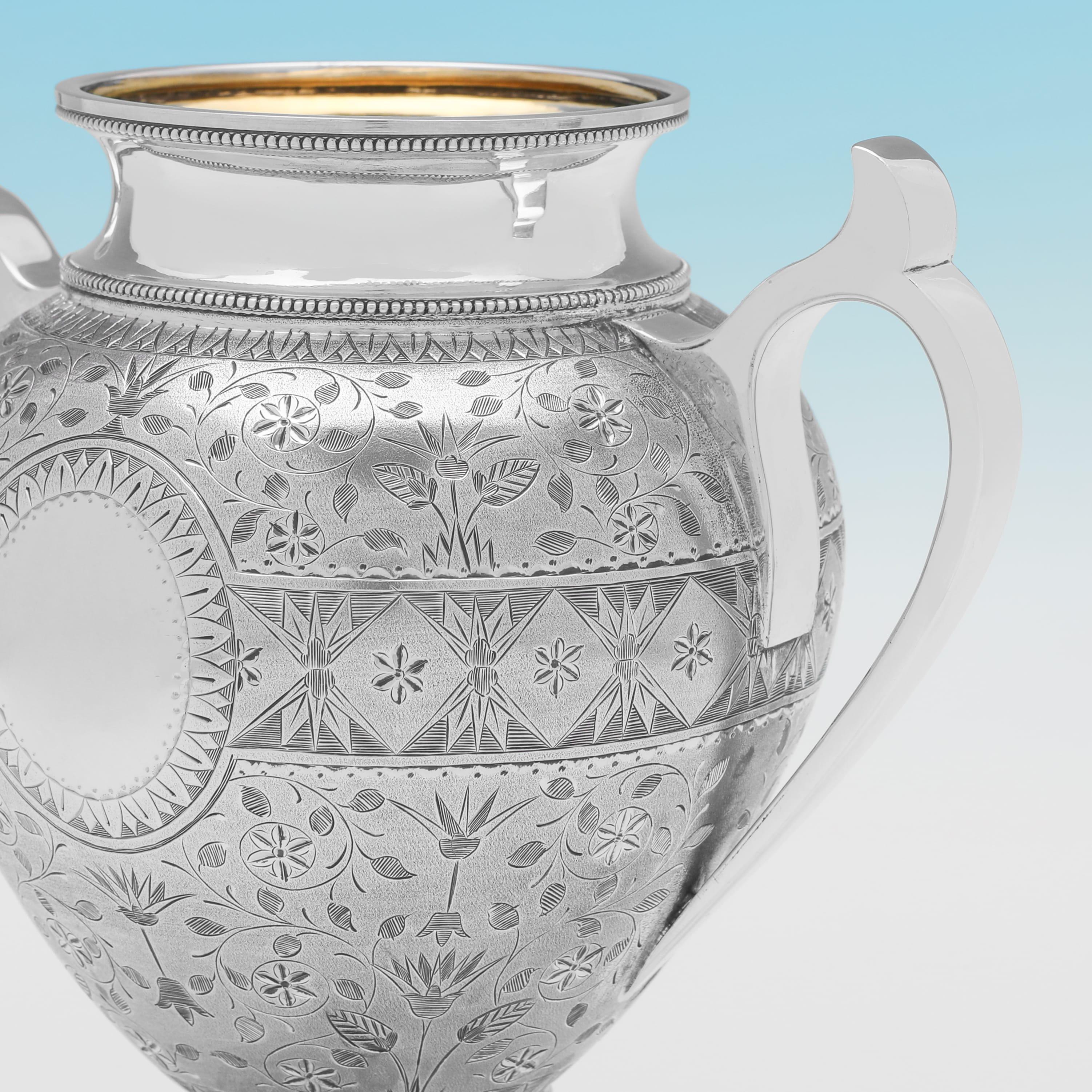 Stunning aesthetic period antique sterling silver tea set - hallmarked in 1874 For Sale 1