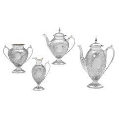 Stunning aesthetic period antique sterling silver tea set - hallmarked in 1874