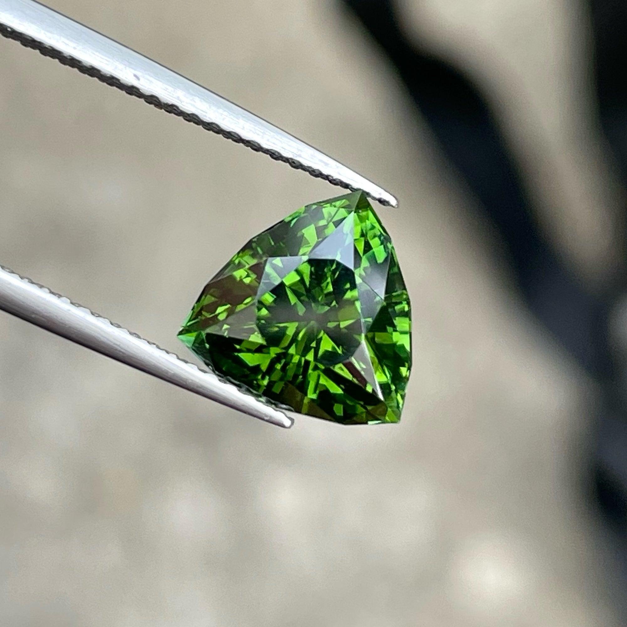 Trillion Cut Stunning Afghan Chrome Tourmaline Gemstone 2.95 Carats High Quality Jewelry