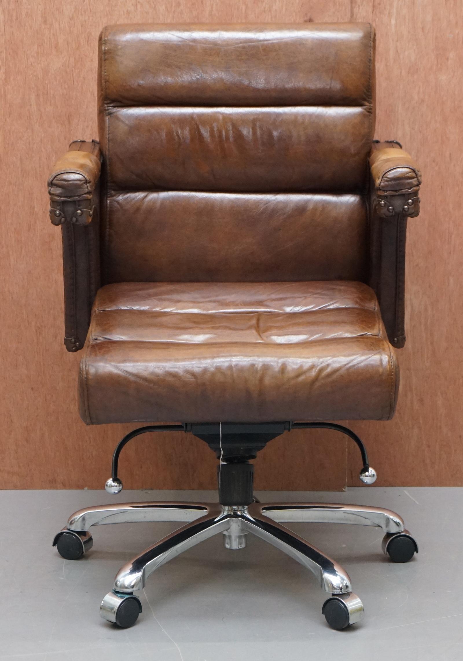 saddle brown leather office chair