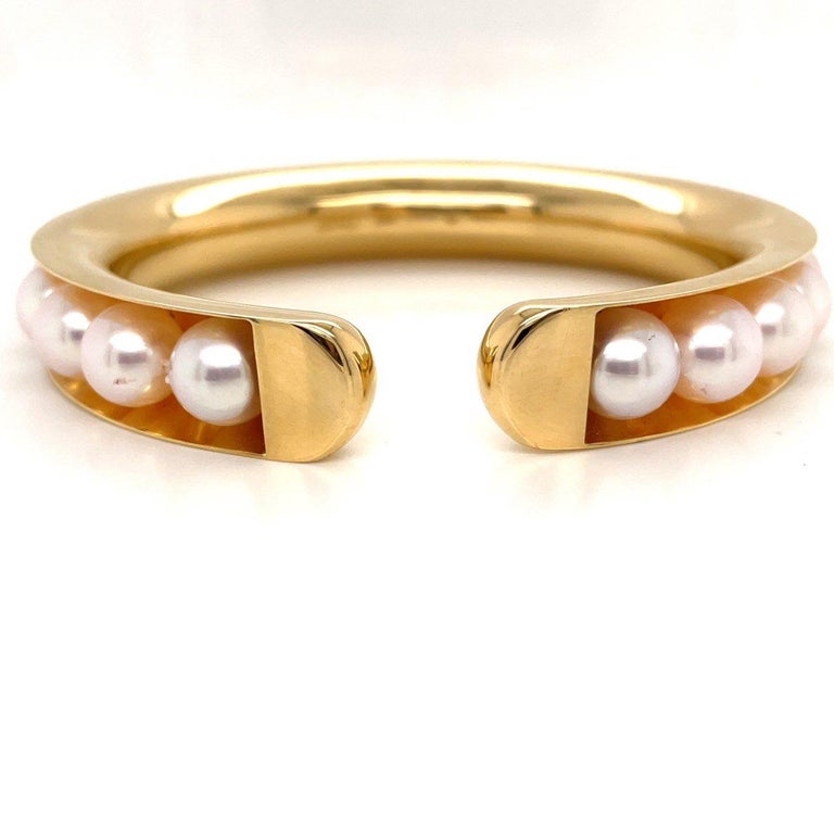 Stunning Akoya Pearl Bangle Bracelet For Sale at 1stDibs