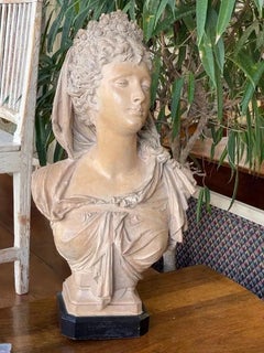 Stunning Albert-Ernest Carrier-Belleuse Bust of a Woman, Terracotta Sculpture