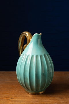 Stunning Alexandra De Wemmel Turquoise and Gold Ceramics Vase