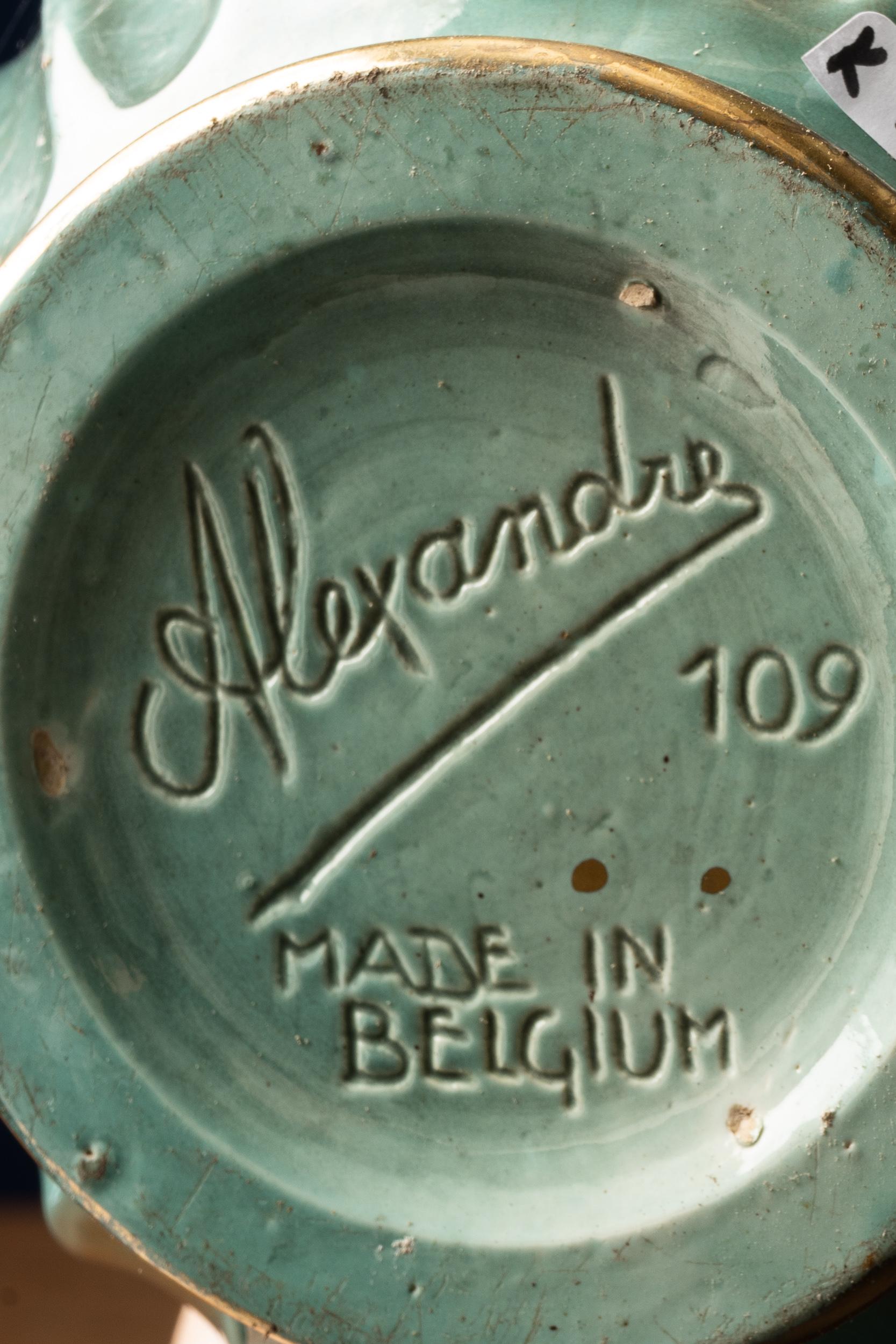 Belgian Stunning Alexandra De Wemmel Turquoise and Gold Ceramics Vase