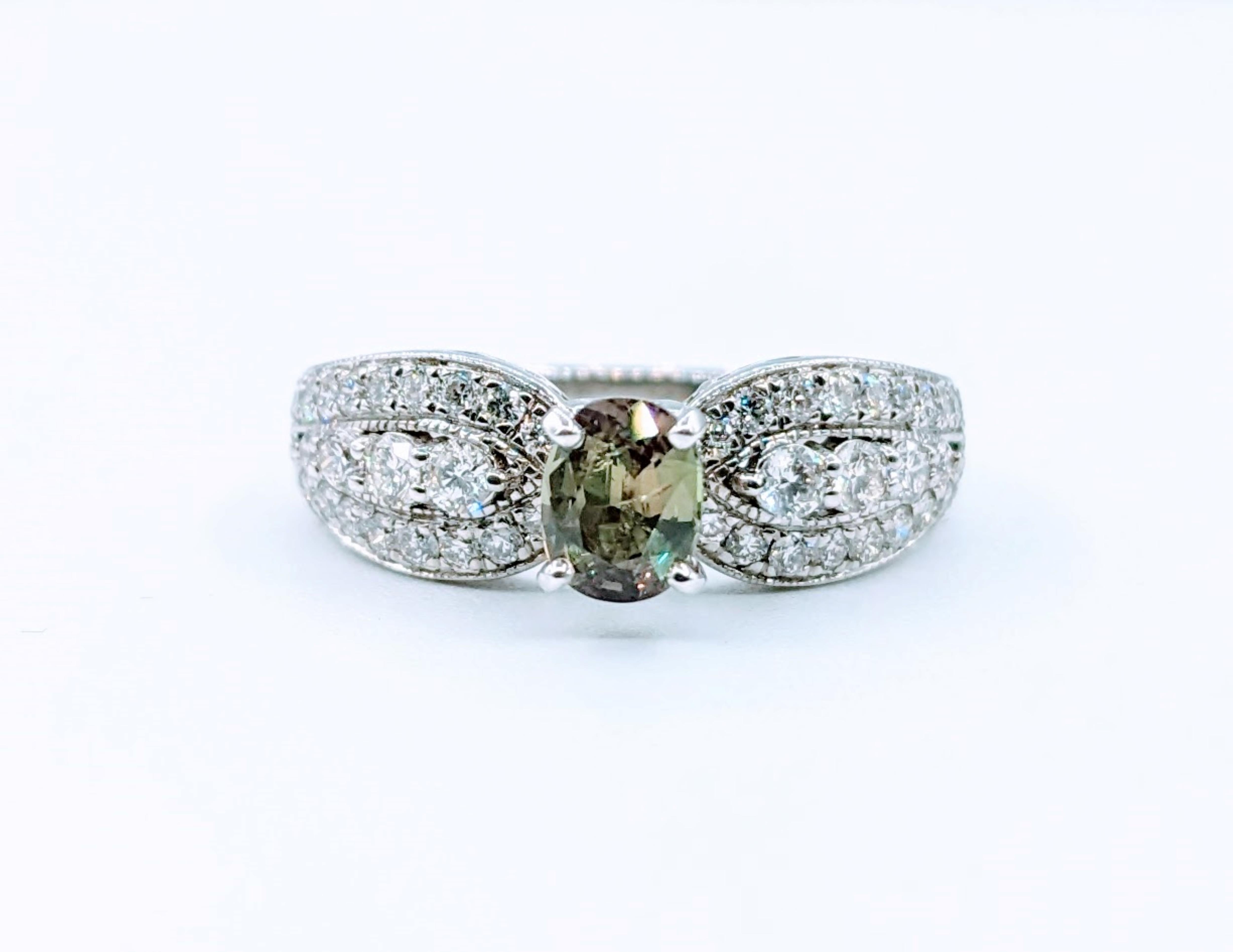 Stunning Alexandrite Peek-a-boo Diamond Ring For Sale 4