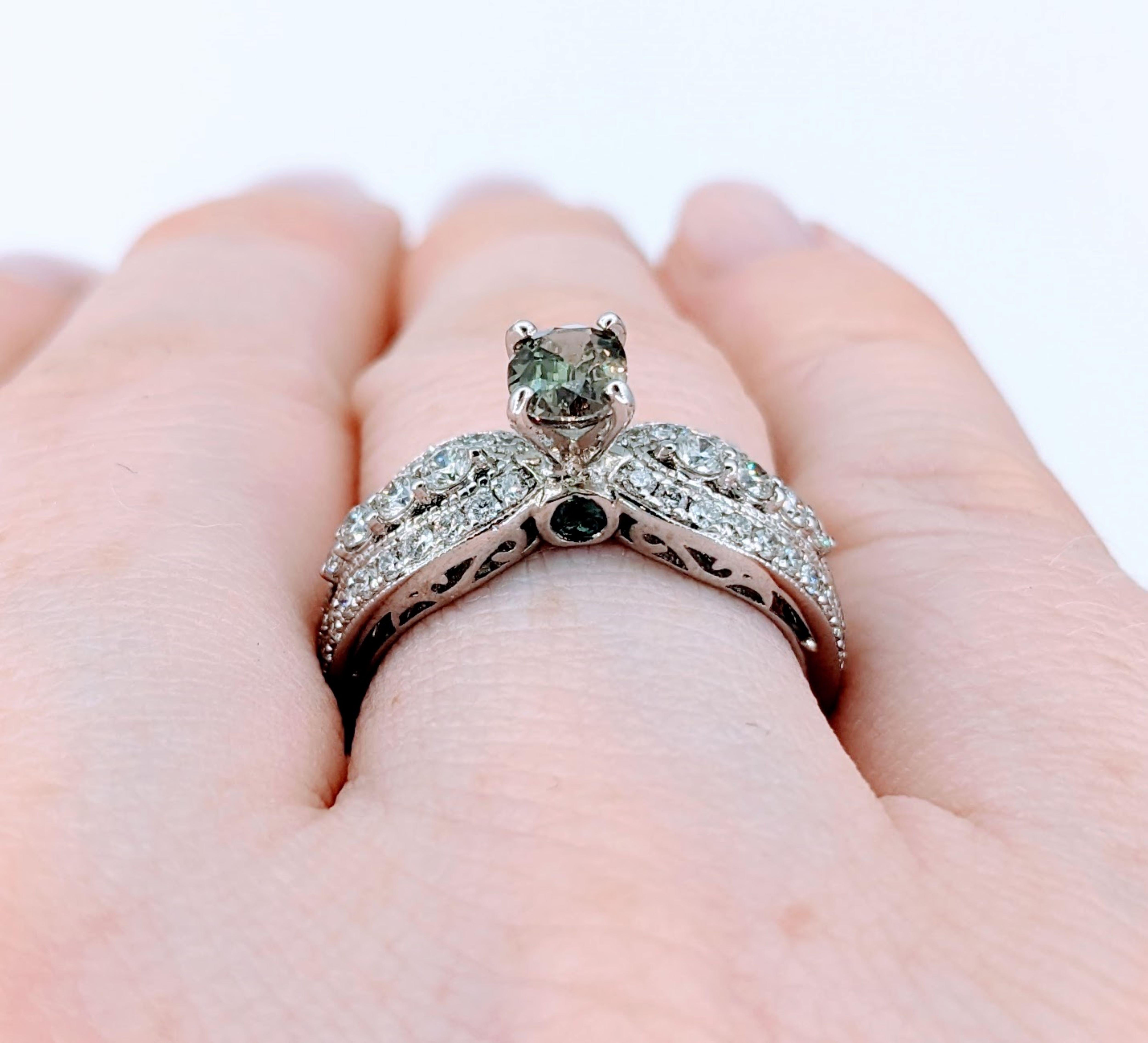 Contemporary Stunning Alexandrite Peek-a-boo Diamond Ring For Sale