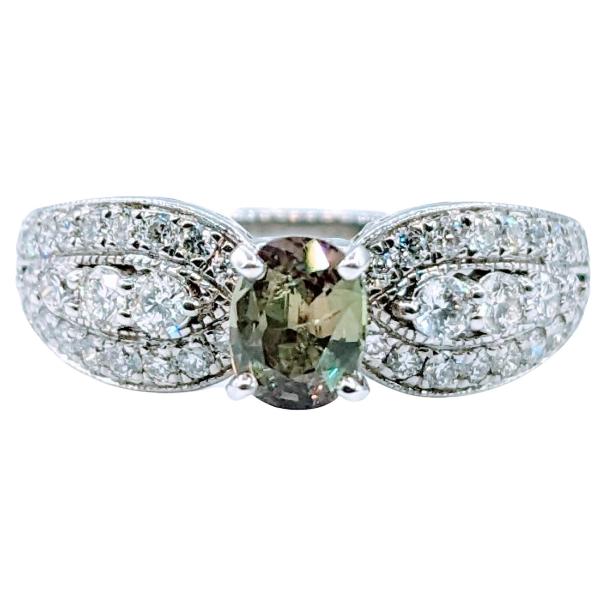 Stunning Alexandrite Peek-a-boo Diamond Ring For Sale
