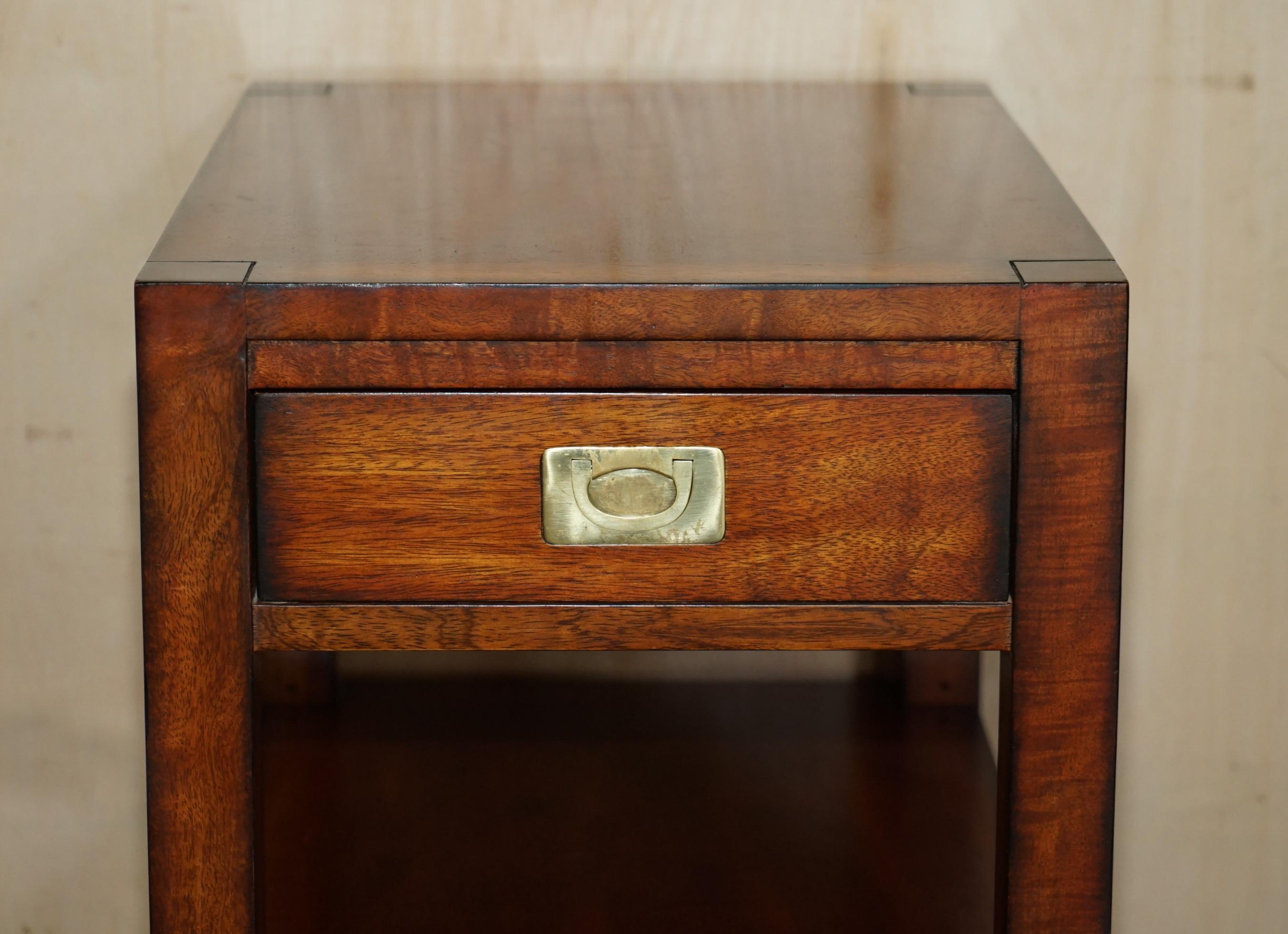 English Stunning All Military Campaign Side Table with Single Drawer Part of Suite For Sale