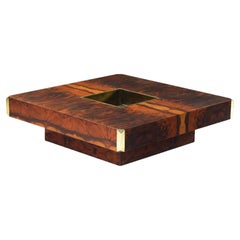 Stunning Alveo coffee table in burlwood & brass by Mario Sabot Italy.