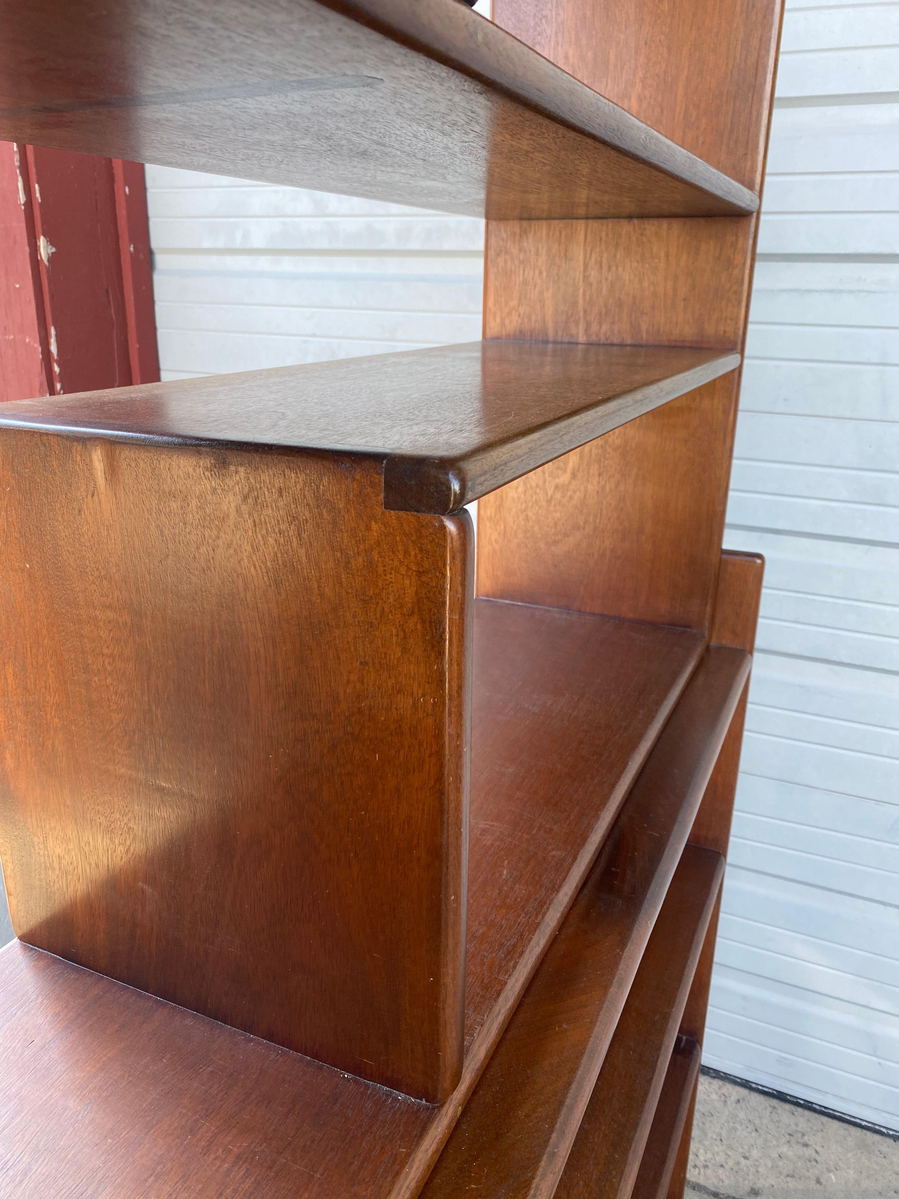 Brass Stunning American Crafts Modernist Bench-Made Bookcase, Divider, Shelving