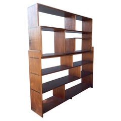 Stunning American Crafts Modernist Bench-Made Bookcase, Divider, Shelving