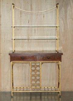 STUNNING AMERiCAN MID CENTURY MODERN CIRCA 1960'S HARDWOOD & BRASS DRY BAR