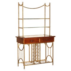 STUNNING AMERiCAN MID CENTURY MODERN CIRCA 1960'S HARDWOOD & BRASS DRY BAR