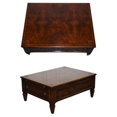 STUNNING AMERiCAN THEODORE ALEXANDER COFFEE TABLE TWO DRAWERS & BUTLER TRAYS