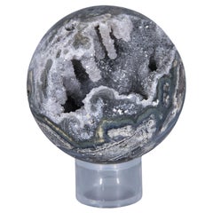 Stunning Amethyst, Agate Geode Sphere with Stalactite Formation and Druse