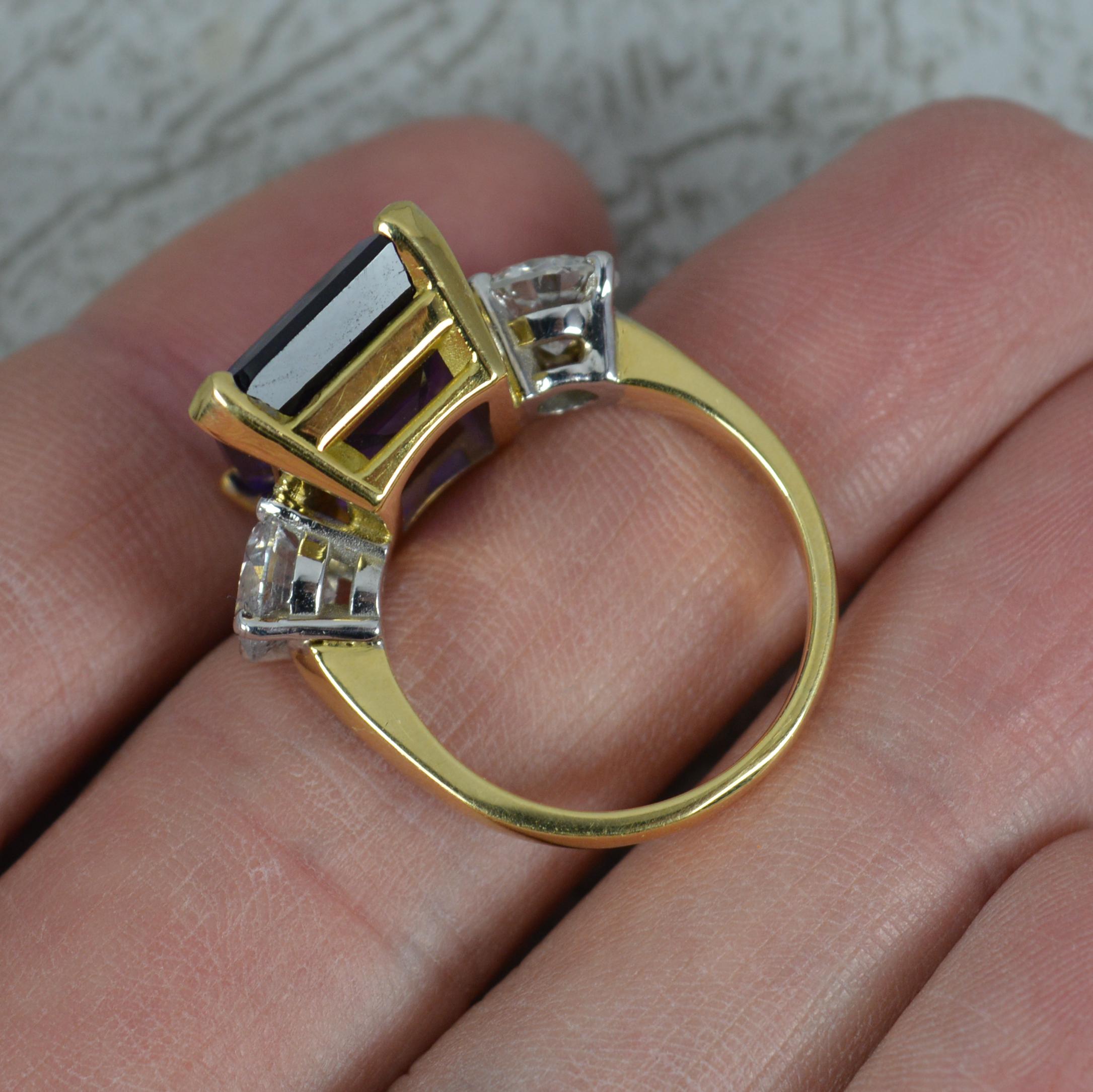 Art Deco Stunning Amethyst and 2.40ct Diamond 18 Carat Gold Trilogy Ring For Sale