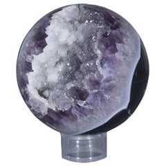 Stunning Amethyst Geode Sphere with White Quartz and Agate