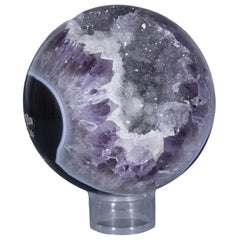 Stunning Amethyst Geode Sphere with White Quartz and Agate