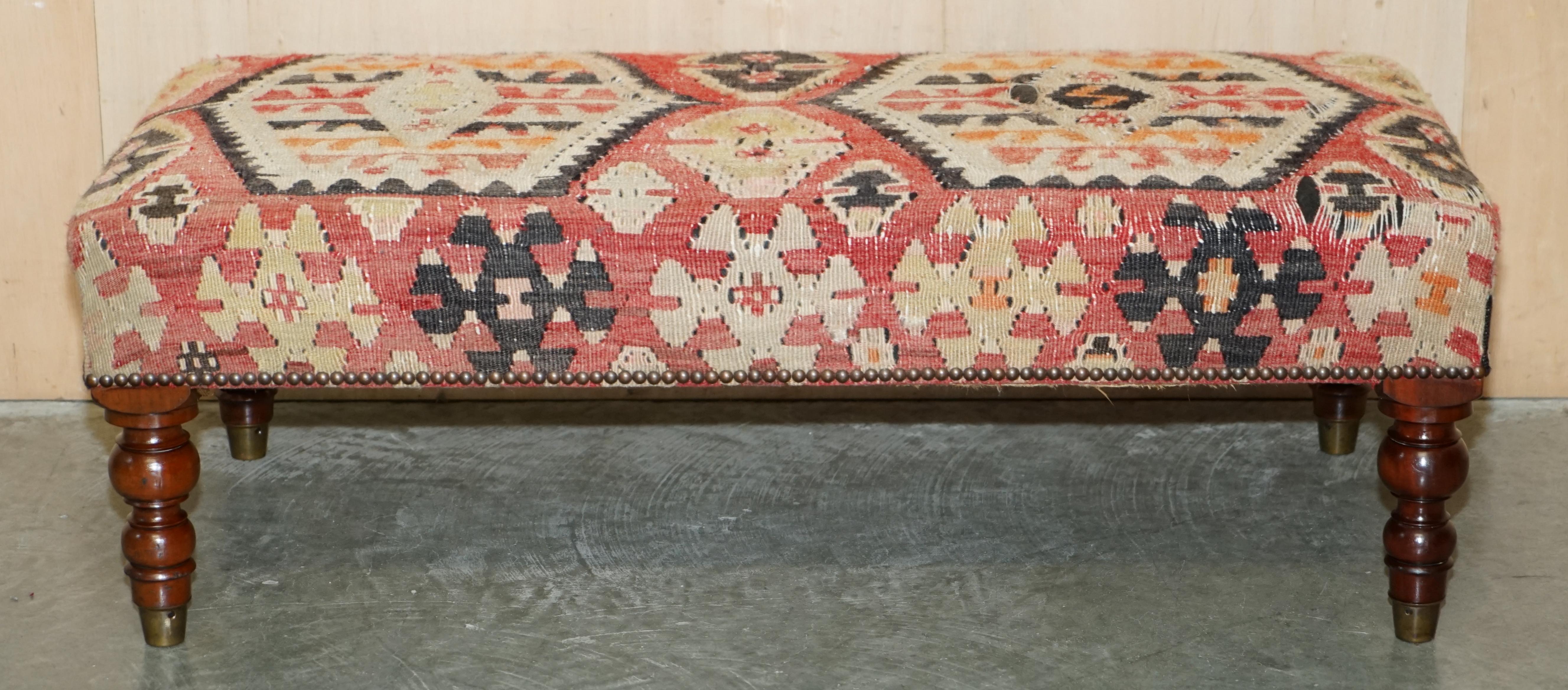 STUNNING AND COLLECTABLE ViNTAGE GEORGE SMITH CHELSEA KILIM FOOTSTOOL OTTOMAN 10