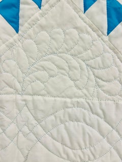 Stunning and Graphic Blue & White Vintage Broken Dishes Quilt, circa 1930s