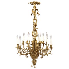 Stunning and Important Gilt Bronze Chandelier by Maison Millet