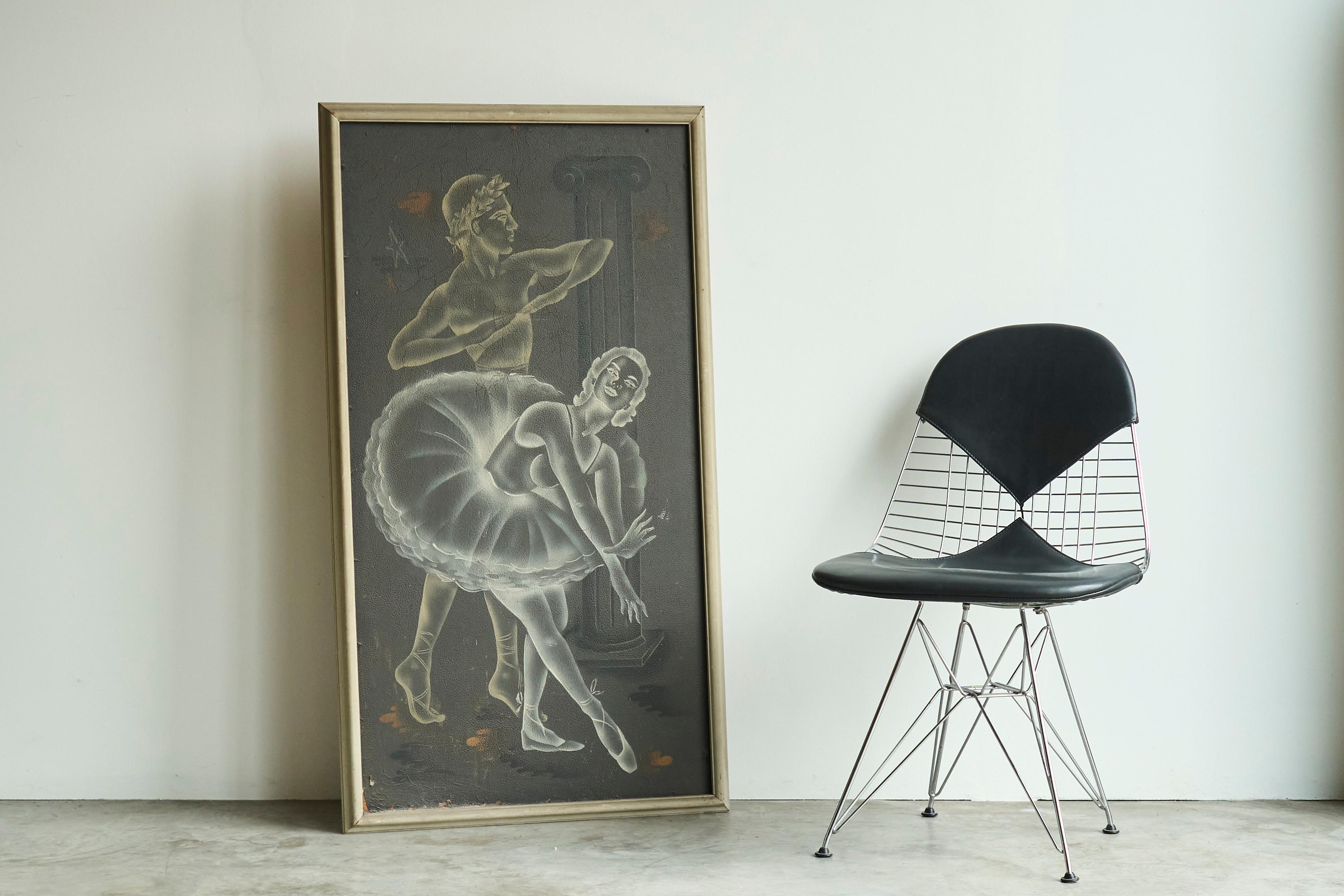 Superbe et grand panneau d'art déco sur le thème du ballet, années 1940 en vente 4