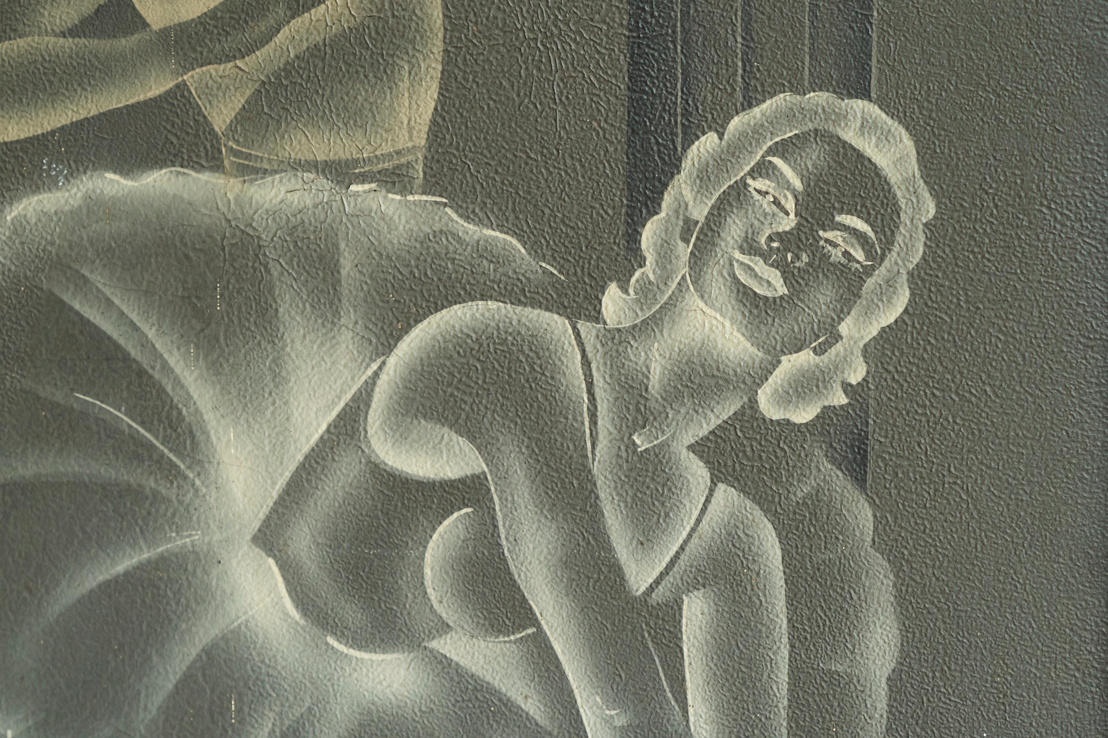 Superbe et grand panneau d'art déco sur le thème du ballet, années 1940 en vente 1