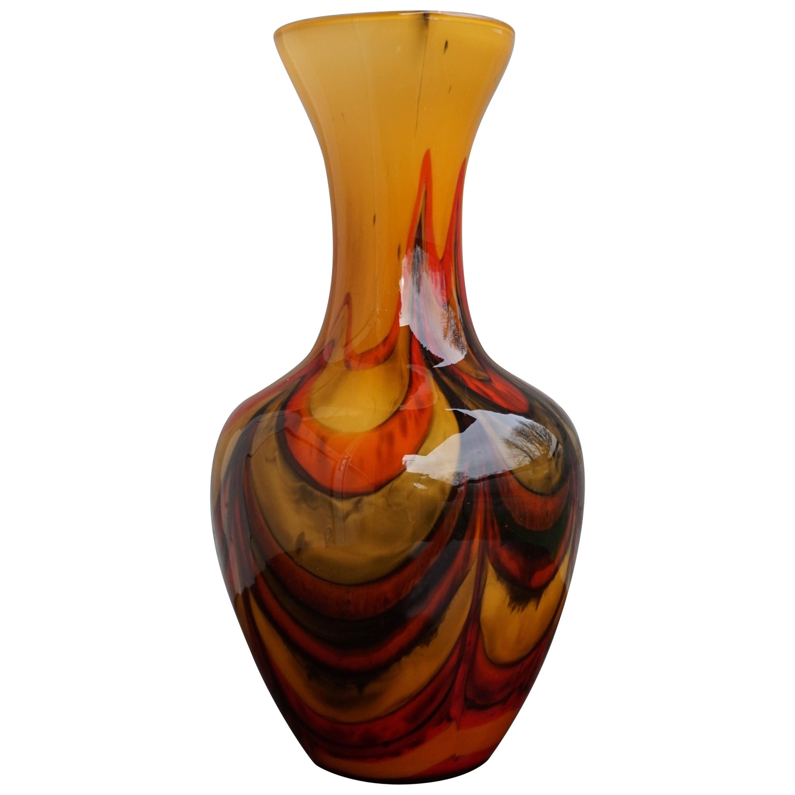Stunning and Mint Condition Arts & Crafts Style Glass Vase with Glorious Colors For Sale