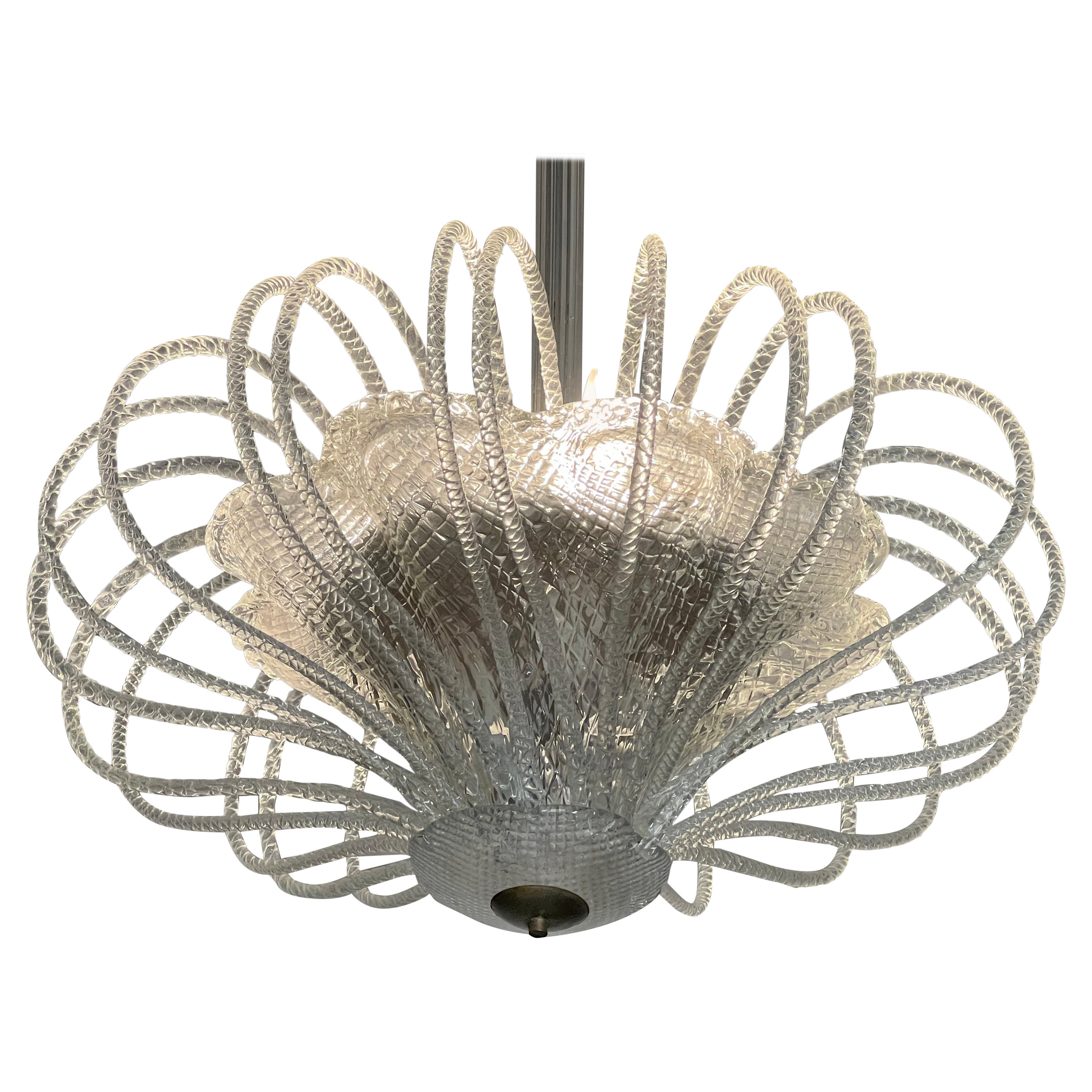 Stunning and Original Chandelier by Barovier & Toso, Murano, 1940s