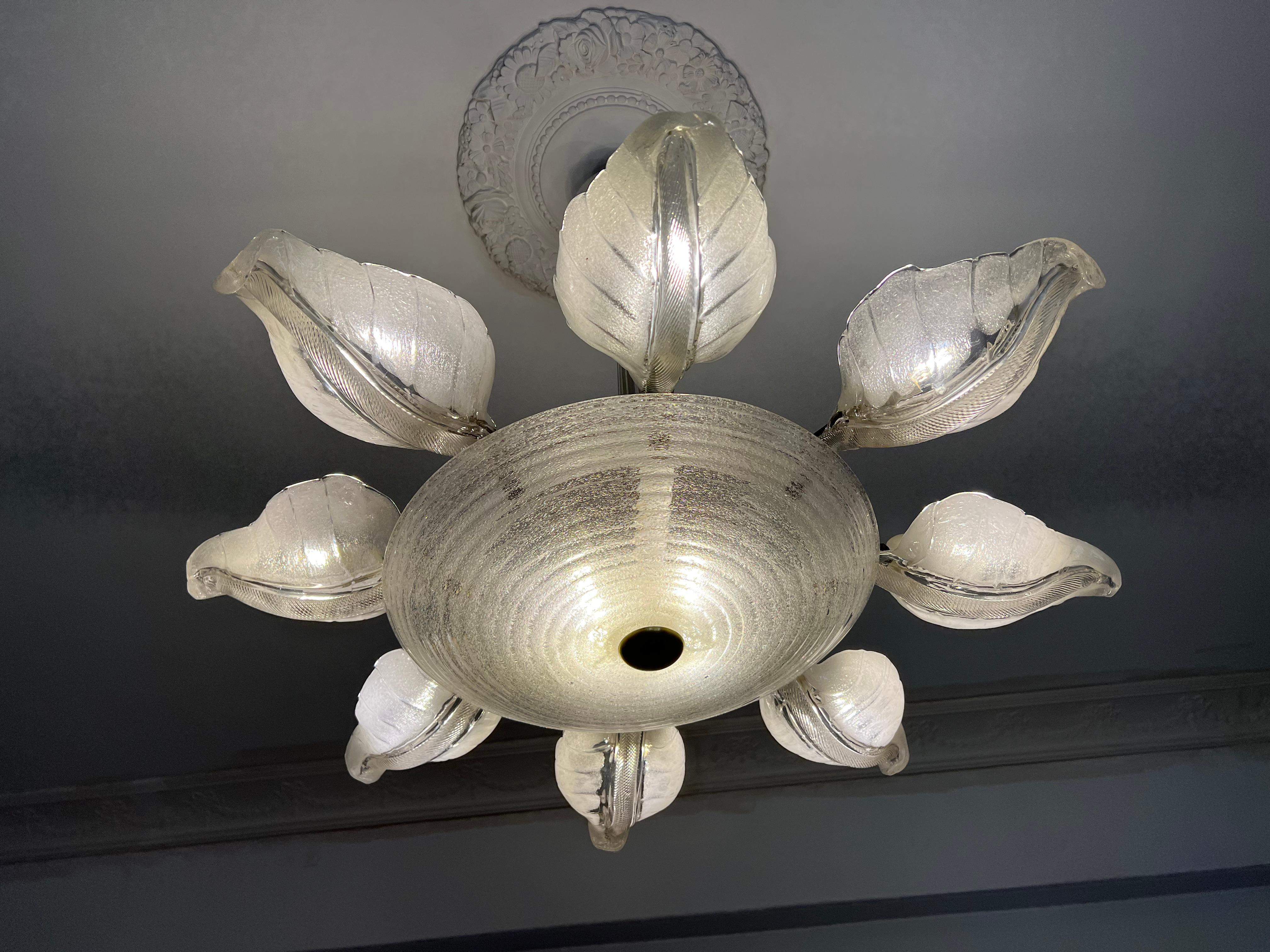 Stunning and Original Chandelier by Venini, Murano, 1940s For Sale 6