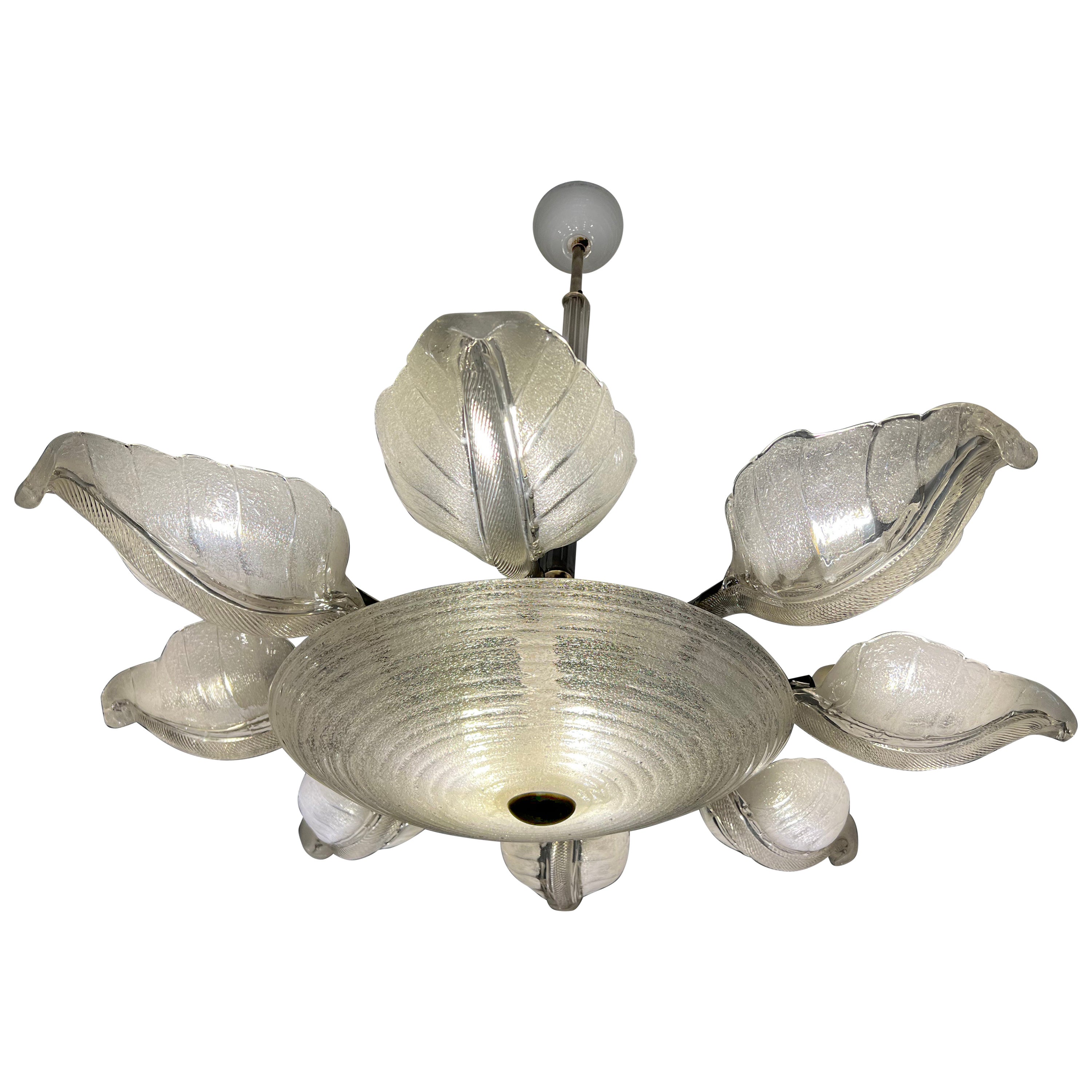 Stunning and Original Chandelier by Venini, Murano, 1940s
