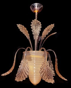 Stunning and Original Pink Chandelier by Barovier & Toso, Murano, 1940s