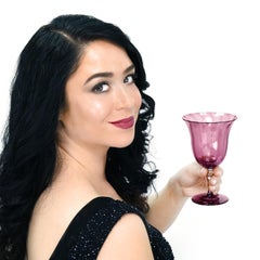 Stunning and Rare 12 Steuben Optic Rib Amethyst Water Goblets