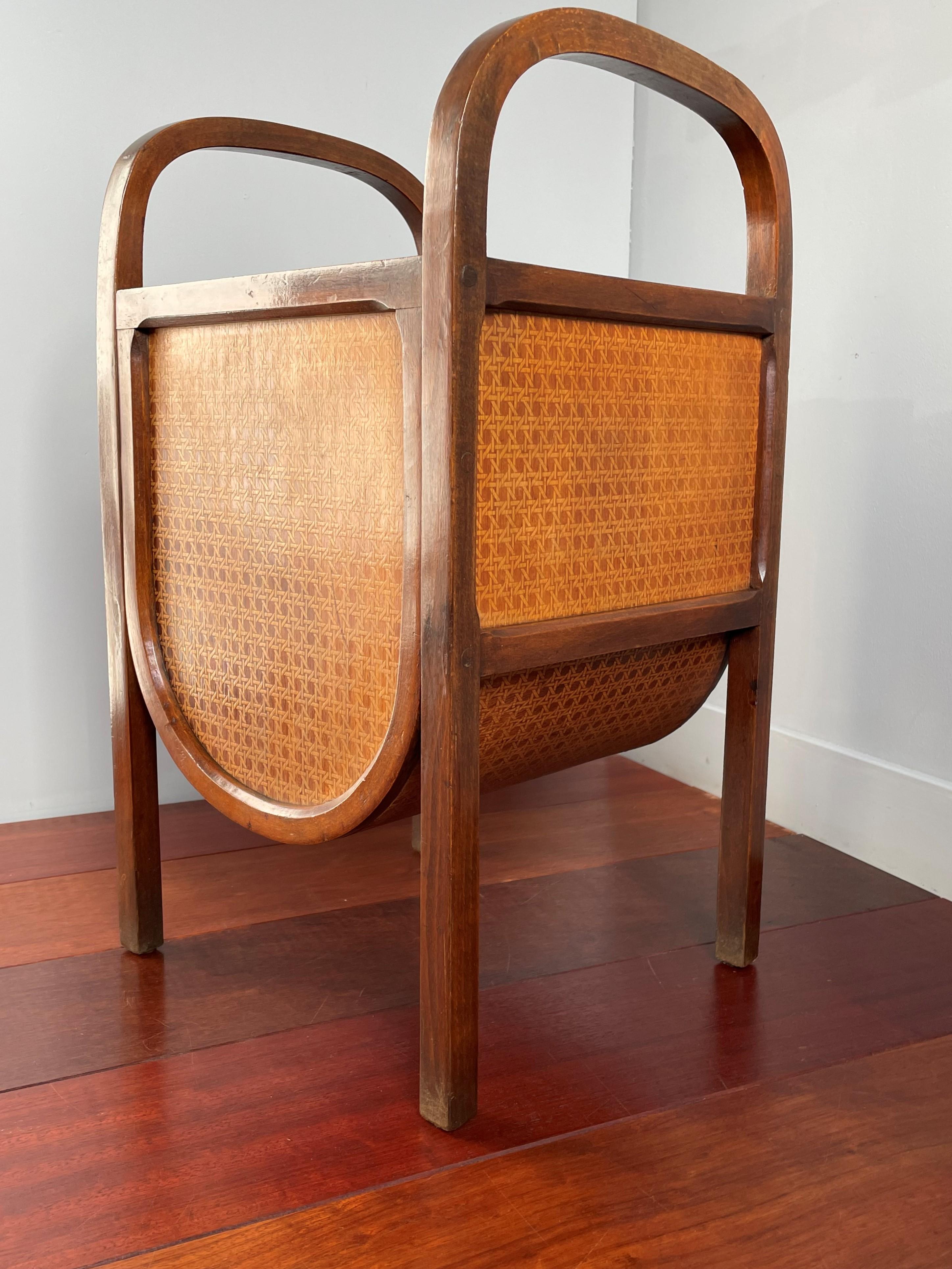 Stunning and Rare Design, Early 20th Century Bentwood Modernist Magazine Stand For Sale 9