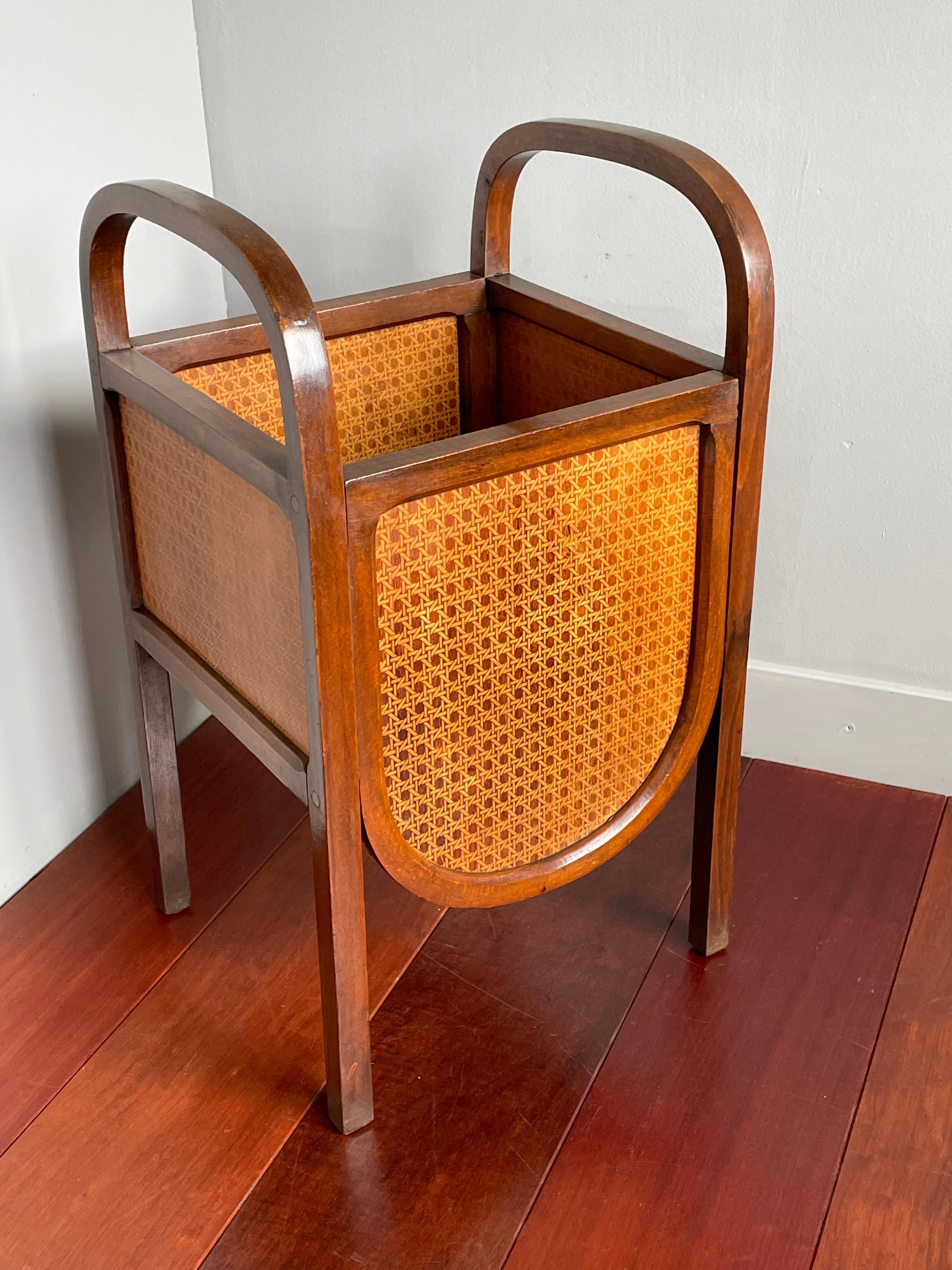 Wonderful bentwood bucket stand with unique hand-printed rattan pattern.

In the late 1800s and early 1900s many of the hand-crafted accessories that made their way to the homes of the well-to-do were of the best quality and beauty that mankind ever
