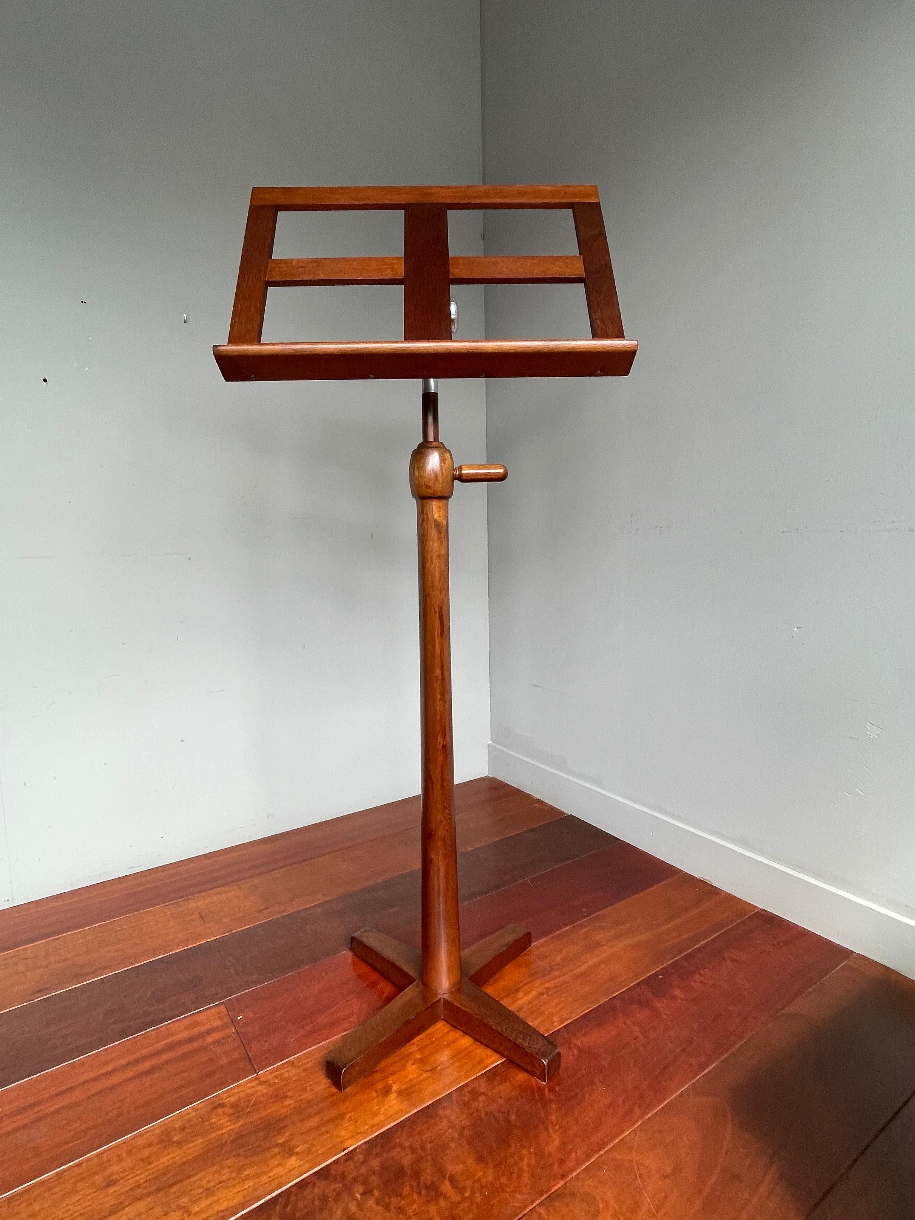 Rare design, solid wooden, adjustable stand for music paper, Germany 1962.

Music stands from the midcentury era are very difficult to find and to have found a one of a kind specimen from 1962 (in this amazing condition) again felt like a blessing.
