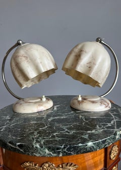 Stunning and Rare Pair of 1930s Art Deco Table or Bedside Lamps Made of Bakelite